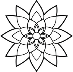 Coloring page line art flower mandala illustration