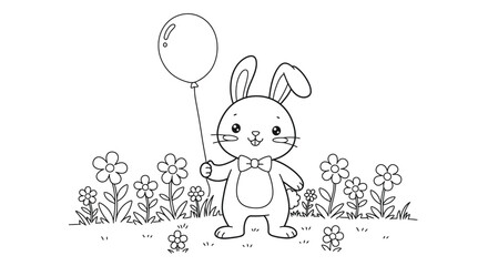 Simple Line Art Coloring Pages for Kids Featuring Adorable Animal Scenes.
