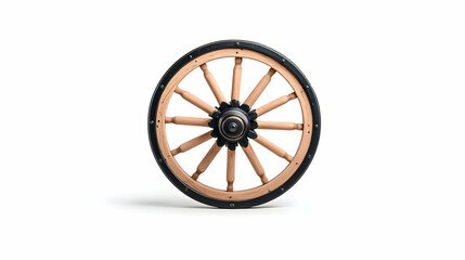Wooden Wagon Wheel, Isolated, Craftsmanship, History, Background, White, Design, Illustration,  Transport.