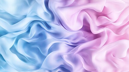 Obraz premium Featuring a smooth blend of pastel blue and pink satin textures, this holographic background is perfect for stylish design creations