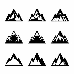 Stylized Mountain Silhouette Vector Bundle.