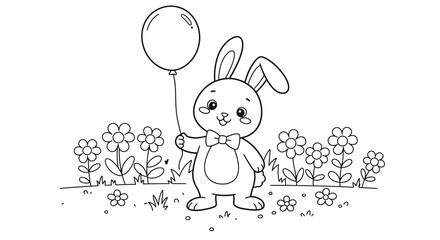 Simple Line Art Coloring Pages for Kids Featuring Adorable Animal Scenes.
