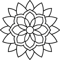Coloring page line art flower mandala illustration