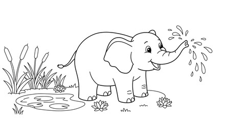 Simple Line Art Coloring Pages for Kids Featuring Adorable Animal Scenes.
