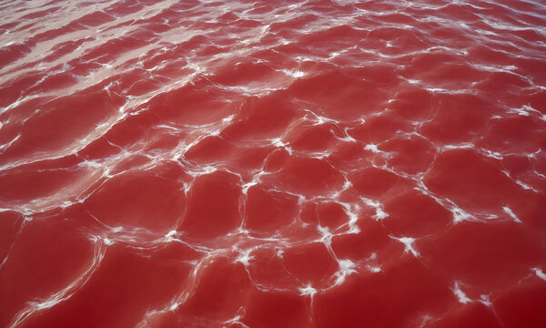 Unique Red Ocean Texture with Contrasting White Foam