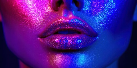 Woman's face with glitter on it