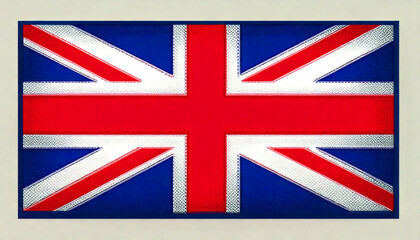 Fototapeta premium The image shows the Union Jack flag representing the United Kingdom with its red, white, and blue colors, symbolizing the nation and its heritage