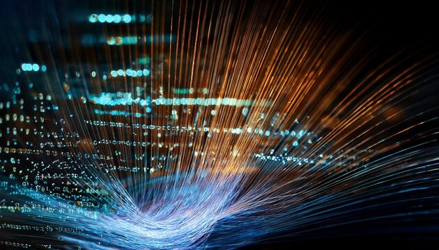 Particle effects with lines and dots and binary code - Powered by Adobe