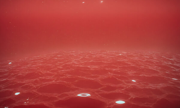 Abstract Ocean Art Underwater Red Waves
