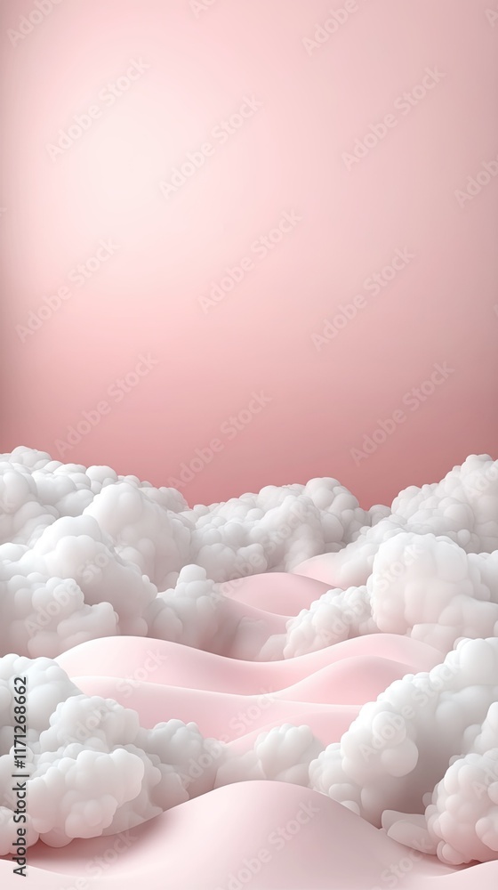 Poster pastel colors fill the sky as clouds create shapes, adding depth and a soothing effect, perfect for 