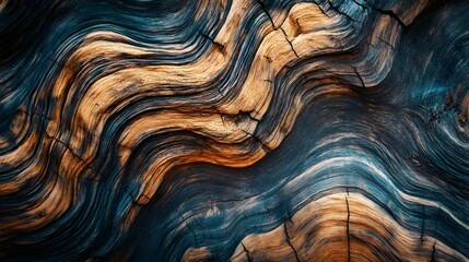 Obraz premium Abstract Wood Grain Swirls Teal and Brown Hues