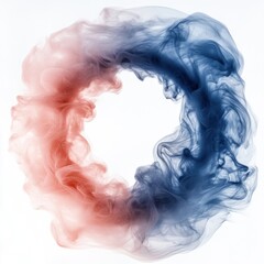 ring of smoke with swirling hues of blue and pink, forming a seamless, ethereal round shape.