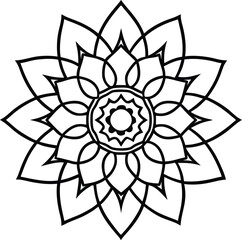 Coloring page line art flower mandala illustration