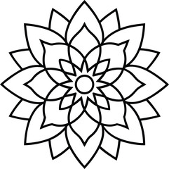 Coloring page line art flower mandala illustration