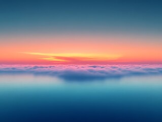 Fototapeta premium Colorful sunset above a sea of clouds.