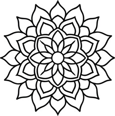 Coloring page line art flower mandala illustration