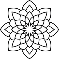 Coloring page line art flower mandala illustration