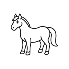 Simple black line drawing of a horse. Horse vector icon. Equine line art on white background.