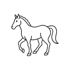 Simple black line drawing of a horse. Horse vector icon. Equine line art on white background.