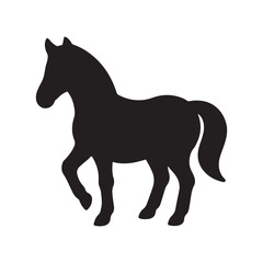 Simple black silhouette of a horse, icon, logo, Horse silhouette vector style with white background.