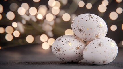 Obraz premium Elegant Easter Eggs with Golden Sparkle Decoration