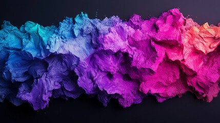 Obraz premium Vibrant colorful smoke cloud explosion with blue purple pink gradient flowing abstract art against dark background