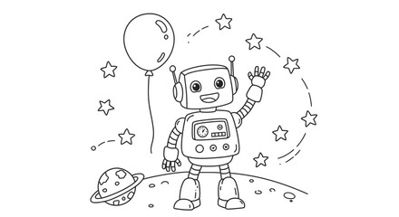Simple Line Art Coloring Pages for Kids Featuring Adorable Animal Scenes.
