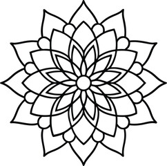 Coloring page line art flower mandala illustration