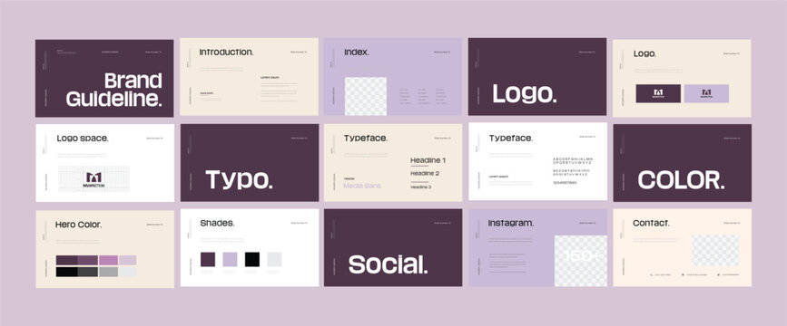 Brand guidelines templates, brand identity presentation, logotype presentations, logo guidelines for business, health, and mental health. vector eps 10
