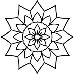 Coloring page line art flower mandala illustration