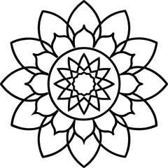 Coloring page line art flower mandala illustration