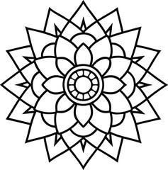 Coloring page line art flower mandala illustration