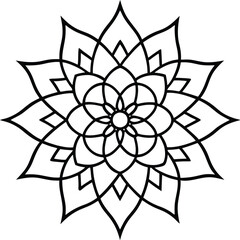 Coloring page line art flower mandala illustration