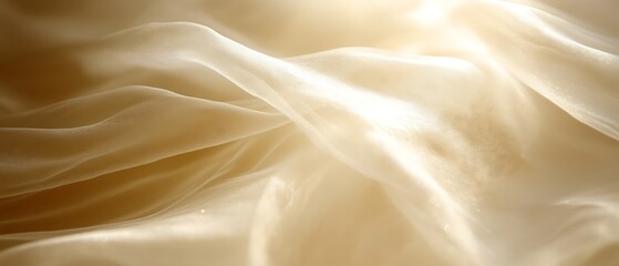 Obraz premium Elegant cream silk fabric drapes with sunlight.