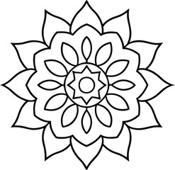 Coloring page line art flower mandala illustration