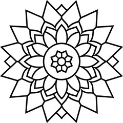Coloring page line art flower mandala illustration
