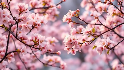 Delicate Pink Blossoms Gracefully Adorn Branches
