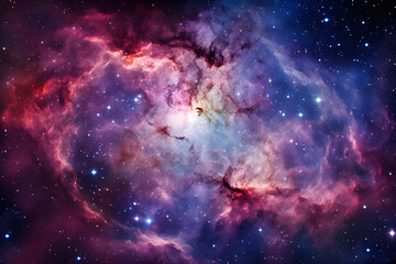 Fototapeta premium Vivid Celestial Portrait: Mesmerizing Colors of a Swirling Galaxy Amidst the Infinite Cosmos