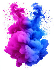  blue Fog,  bluesplash,  bluecloud,  bluemist or  bluesmoke color isolated on white background. Effect for content that requires an abstract  Blue mixed with magenta explosion.