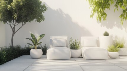 A minimalist external living space design. 