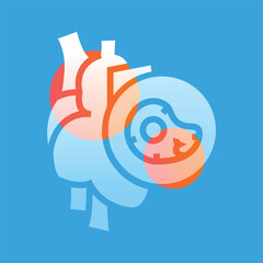 Atherosclerosis lglassmorphism illustration. Transparency blur elements. Ui layered design.
