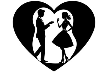 silhouette of a person with heart happy valentine day