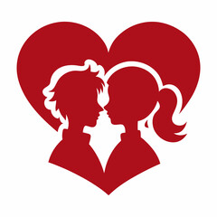 couple kissing in heart happy valentine day