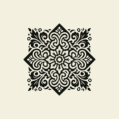 Chinese batik motif vector logo design, traditional Chinese batik