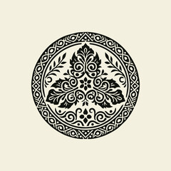 Chinese batik motif vector logo design, traditional Chinese batik