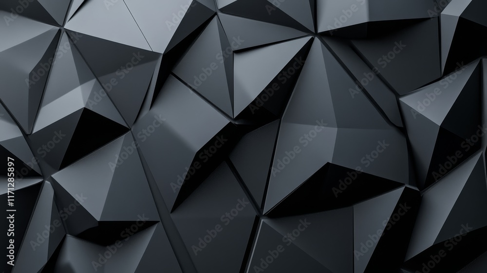 Poster abstract geometric black texture with sharp angles and facets.