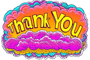 Fototapeta premium A Bright and Cheerful 'Thank You' Text with Vibrant Colors and Playful Design 