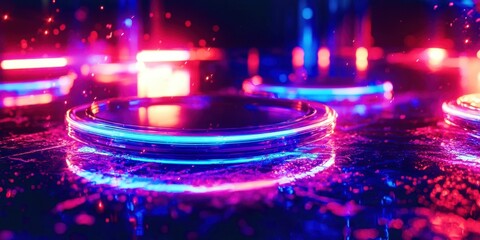 Blue and red circle with a purple line in the middle