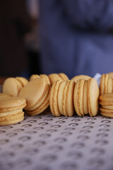 Lemon Yellow Macarons Ready to Serve on decorative tray