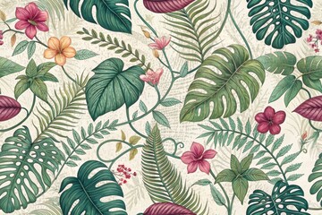 Seamless pattern of pant and flower for background, wallpaper, home decorate, textile.